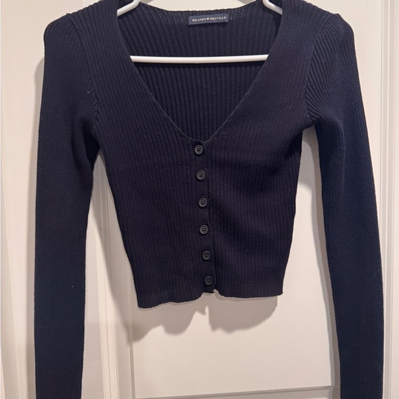 NWOT Brandy Melville Navy Blue Ribbed Button-Up Cardigan - Picture 6 of 6